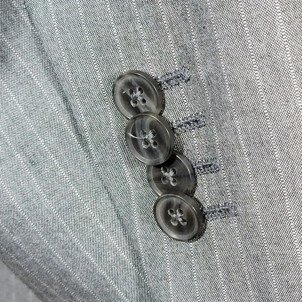 Express Men's Sport Coat Blazer Two Button Gray Striped Polyester Blend Size 42L